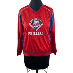 Genuine Philadelphia Phillies Red Blue Baseball Jersey Cotton V-Neck Kid L Large